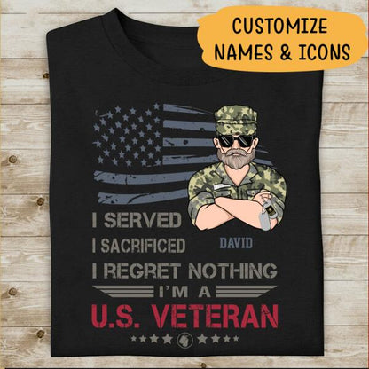 I'm A U.S. Veteran Personalized T-shirt For Dad Papa Grandpa