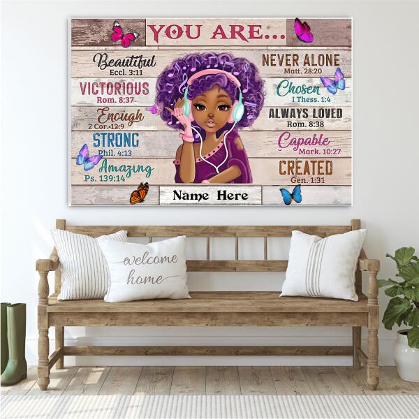 Customize Black Girl You Are Beautiful Black Teenage Canvas, Best Gift For Black Women