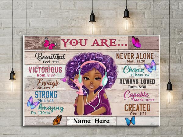 Customize Black Girl You Are Beautiful Black Teenage Canvas, Best Gift For Black Women