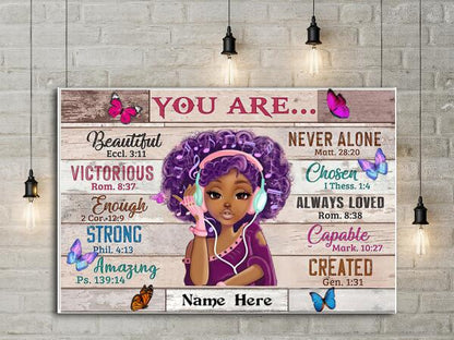 Customize Black Girl You Are Beautiful Black Teenage Canvas, Best Gift For Black Women