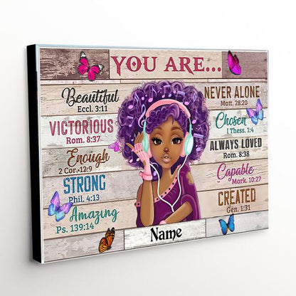 Customize Black Girl You Are Beautiful Black Teenage Canvas, Best Gift For Black Women
