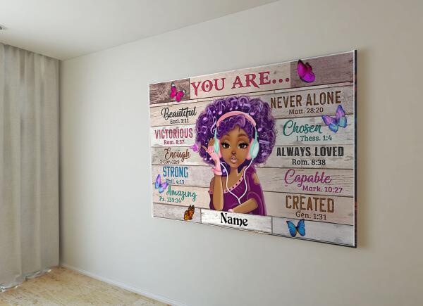 Customize Black Girl You Are Beautiful Black Teenage Canvas, Best Gift For Black Women