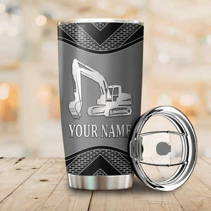 Personalized Construction Excavator Steel Tumbler All Over Printed Special Gift