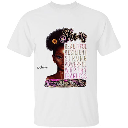 She Is Stronger Than The Storm Personalized T-shirt, Best Gift For Women