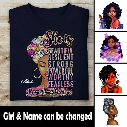 She Is Stronger Than The Storm Personalized T-shirt, Best Gift For Women