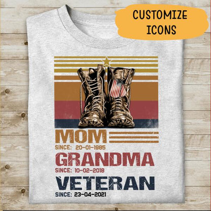 Mom Grandma Veteran Personalized T-shirt For Mother Grandma