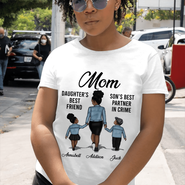 Personalized Name Black Mom Daughter Son Best Friend, Best Gift For Black Mom & Kids