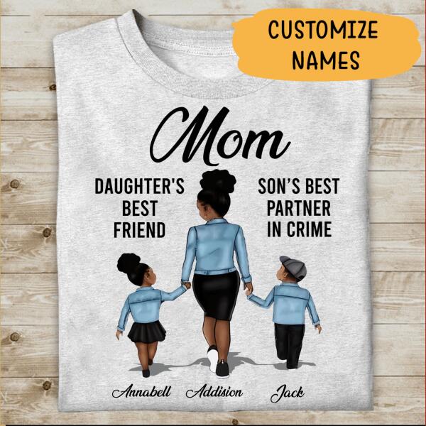 Personalized Name Black Mom Daughter Son Best Friend, Best Gift For Black Mom & Kids
