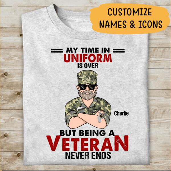 My Time In Uniform Is Over But Being A Veteran Never Ends Personalized T-shirt, Mug, Best Gifts For Veterans Day