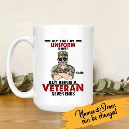 My Time In Uniform Is Over But Being A Veteran Never Ends Personalized T-shirt, Mug, Best Gifts For Veterans Day