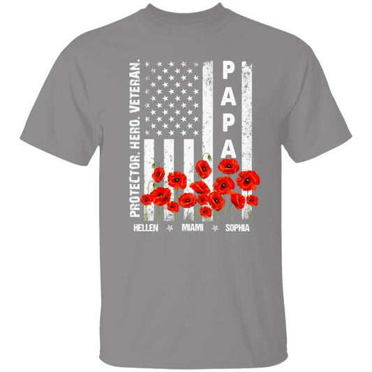 Protector Hero Veteran Papa Personalized T-shirt For Dad Grandpa
