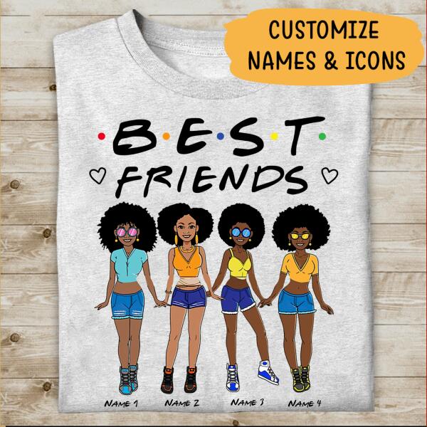 Best Friends Black Girl Personalized T-shirt For Girls Woman Afro Hair Style