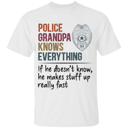 Police Grandpa Knows Everything Retro Thin Blue Line Personalized Police Shirt,  Best Gifts For Police Officers
