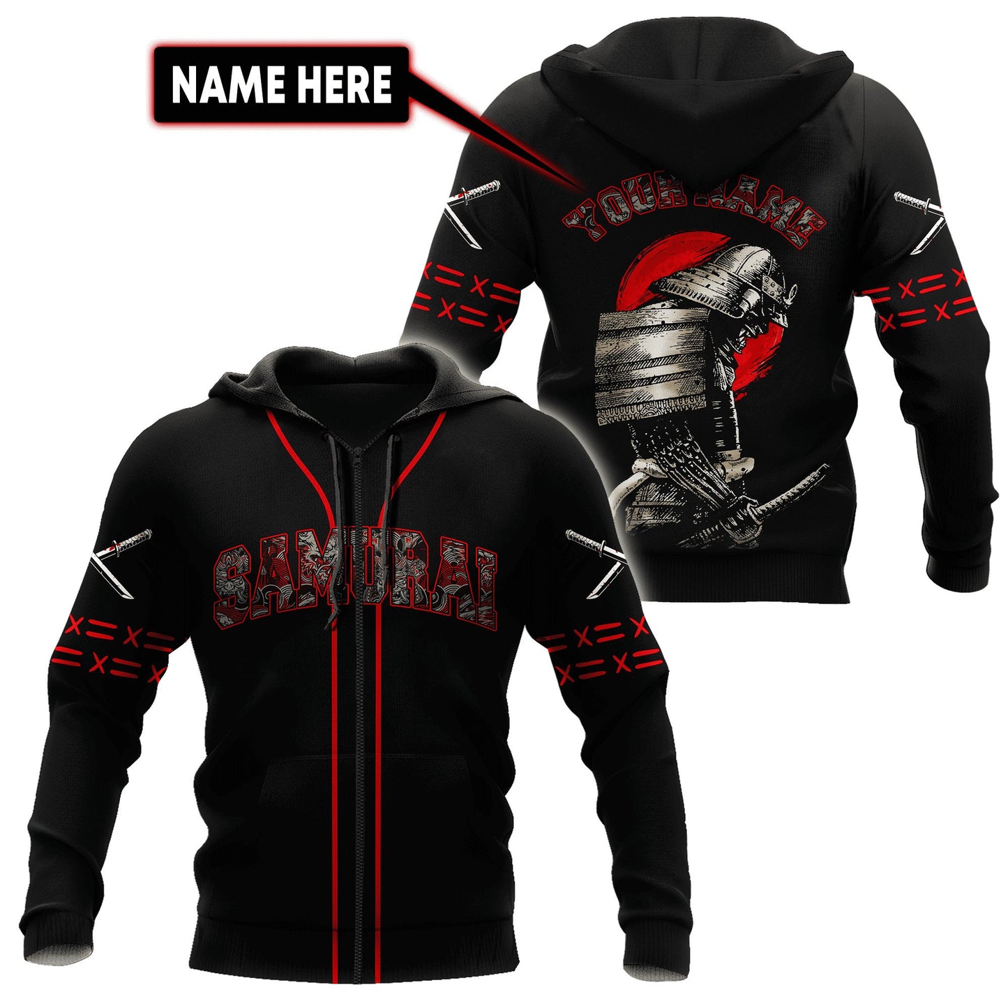 Custom Name Samurai 3D All Over Printed Unisex Shirts
