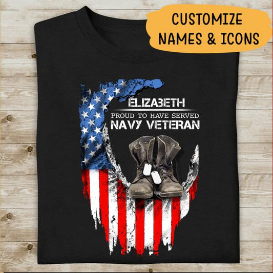 Proud To Have Served Navy Veteran Personalized T-shirt