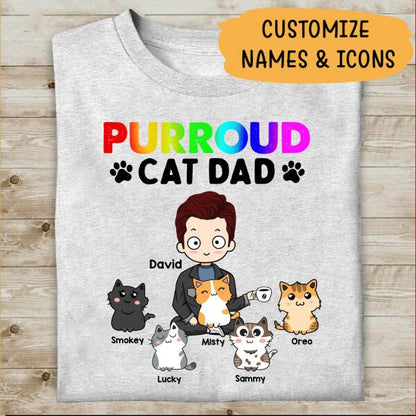 Purroud Cat Dad Personalized T-Shirt, Best Gift For Cat Lovers