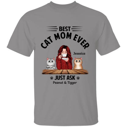 Best Cat Mom Ever  Personalized T-shirt Family Custom Shirt, Gift For Mom
