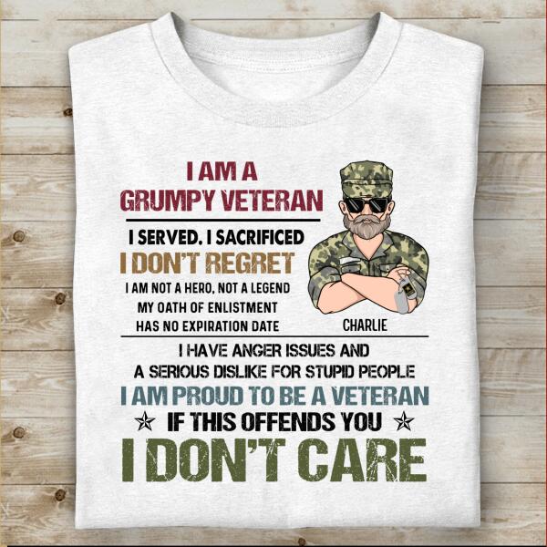 I'm A Grumpy Veteran Personalized T-shirt For Dad Papa Grandpa
