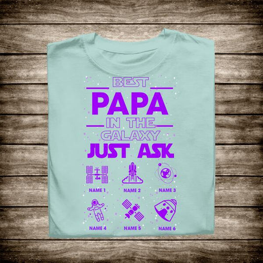 Best Papa In The Galaxy Personalized T-Shirt