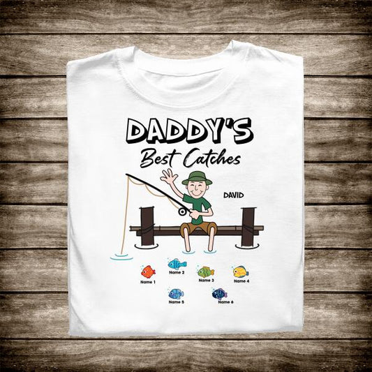 Daddy's Best Catches Personalized T-Shirt , Best Gift For Dad
