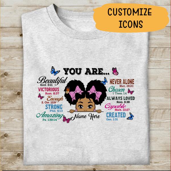 Personalized Name You Are Beautiful T-shirt, Best Gift For Black Girls