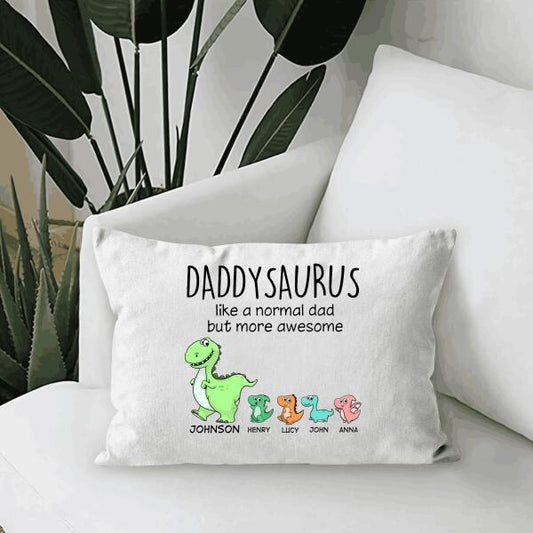 Daddy Saurus Personalized Gift Canvas Throw Pillow