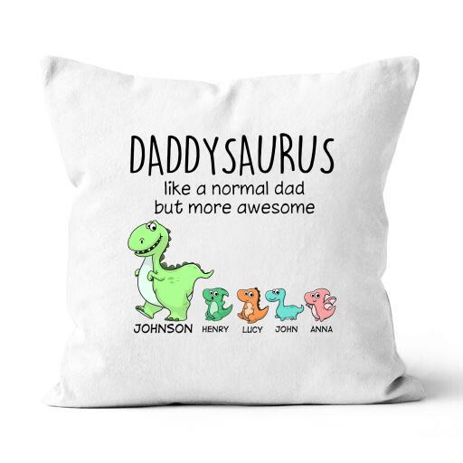 Daddy Saurus Personalized Gift Canvas Throw Pillow