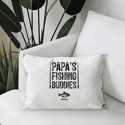 Papa's Fishing Buddies Personalized Gift Canvas Throw Pillow
