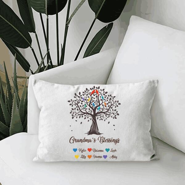 Grandma's Blessings Personalized Canvas Throw Pillow Special Gift For Mom Mother Grandma