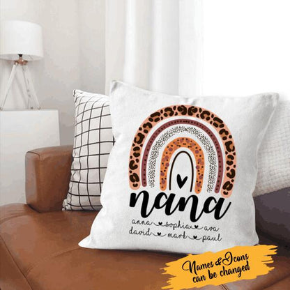 Rainbow Nana Personalized Canvas Throw Pillow Special Gift For Grandma Nana Mother