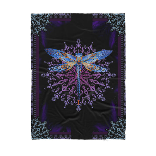 Custom Blanket Mandala Dragonfly Sherpa Blanket TQH