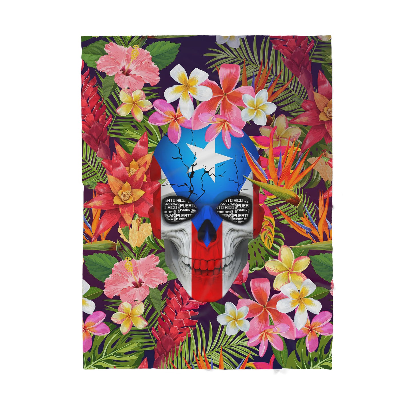 Skull And Flowers Sherpa Blanket