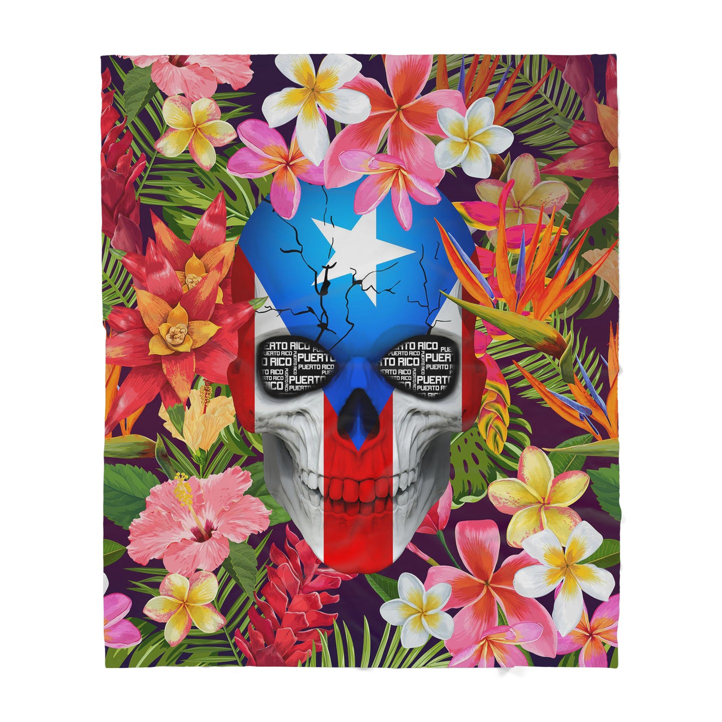 Skull And Flowers Sherpa Blanket
