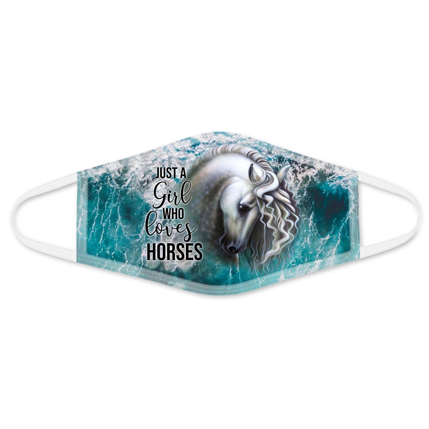 Just A Girl-Who Loves Horses Face Mask White TA