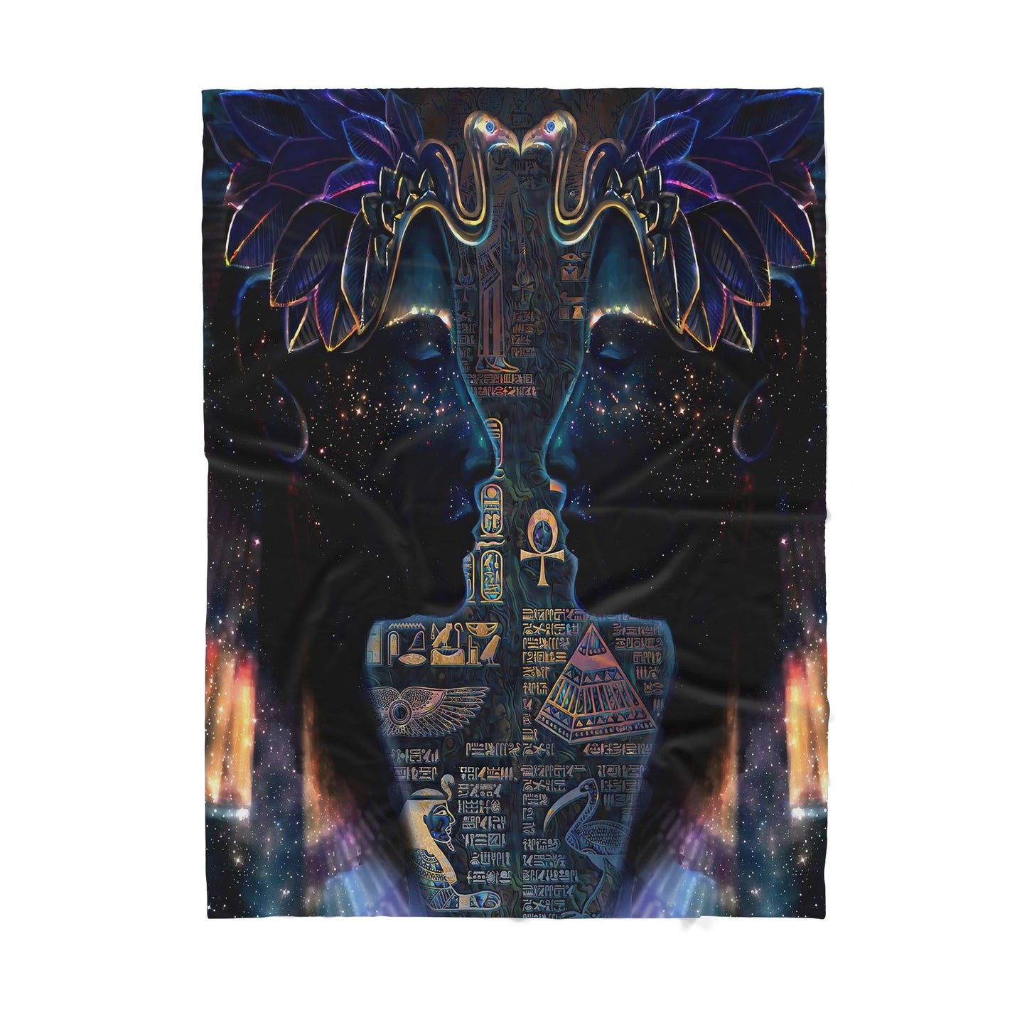 Custom Blanlet Ancient Egyptian Nekhbet Goddess Sherpa Blanket MEI