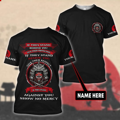 Custom Name Samurai Red Mask 3D All Over Printed Unisex Shirts