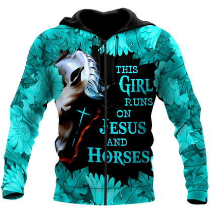 This Girl Runs On Jesus And Horses Shirts Hoodie HHT12082001