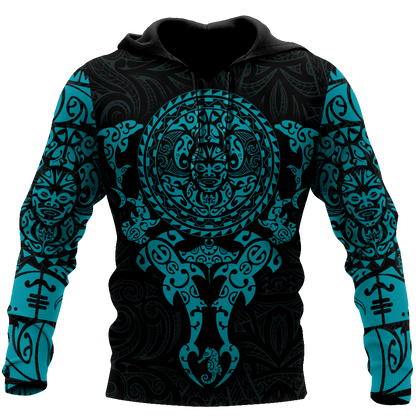 Maori tangaroa blue tattoo 3d all over printed shirt and short for man and women  HHT20072001