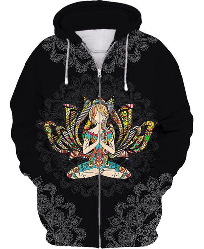 Hippie Yoga Girl With Mandala Symbol 3D All Over Printed Unisex Shirts