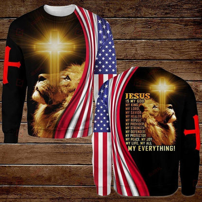 Jesus Is My Everything American Flag 3D All Over Printed Shirts For Men and Women TA07272001S1