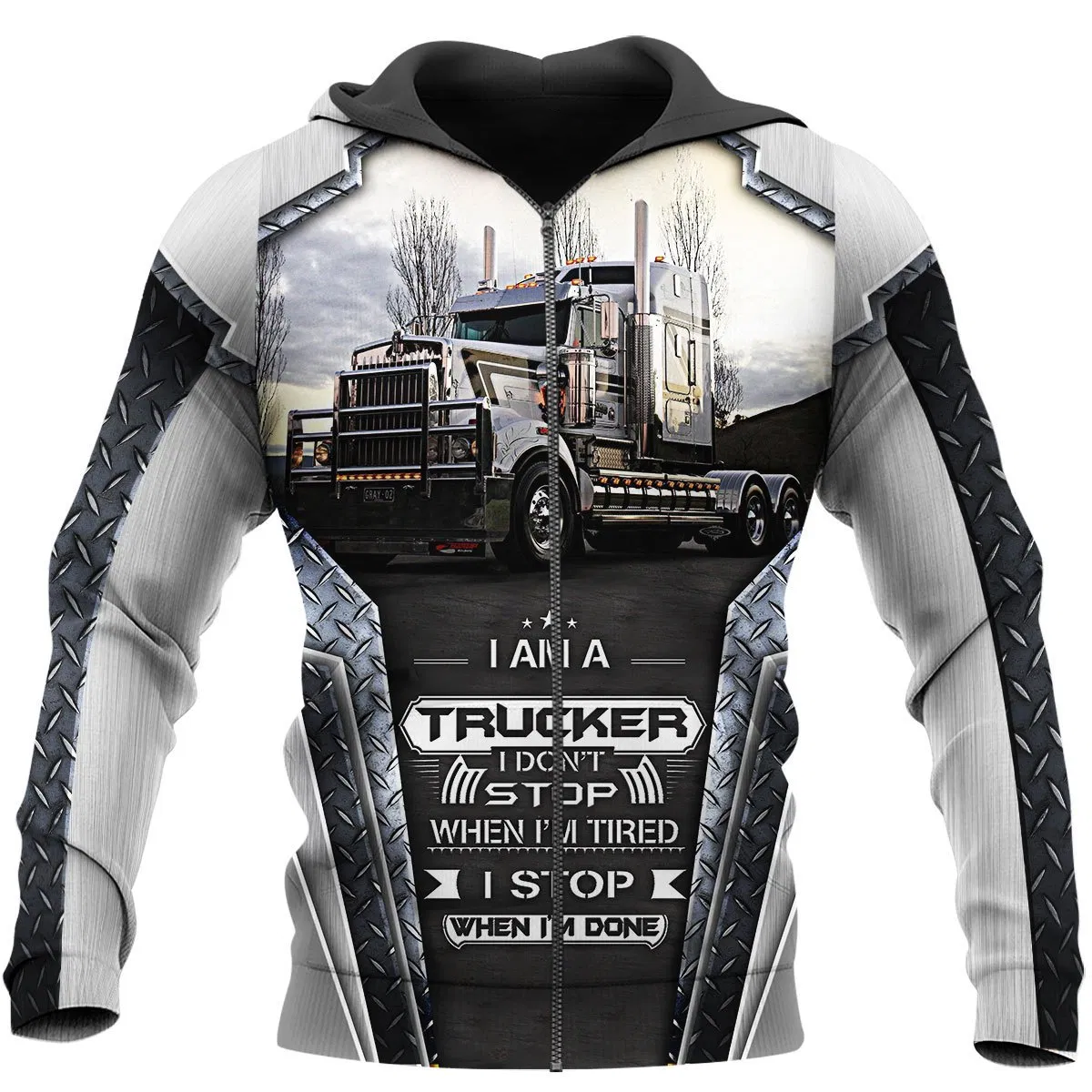 I am Trucker Hoodie T Shirt Sweatshirt for Men & Women NM-Apparel-NM-ZIPPED HOODIE-S-Vibe Cosy™