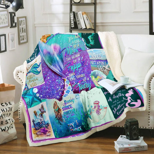 Custom Blanket Mermaid Soul - Mermaid Sherpa Blanket DL