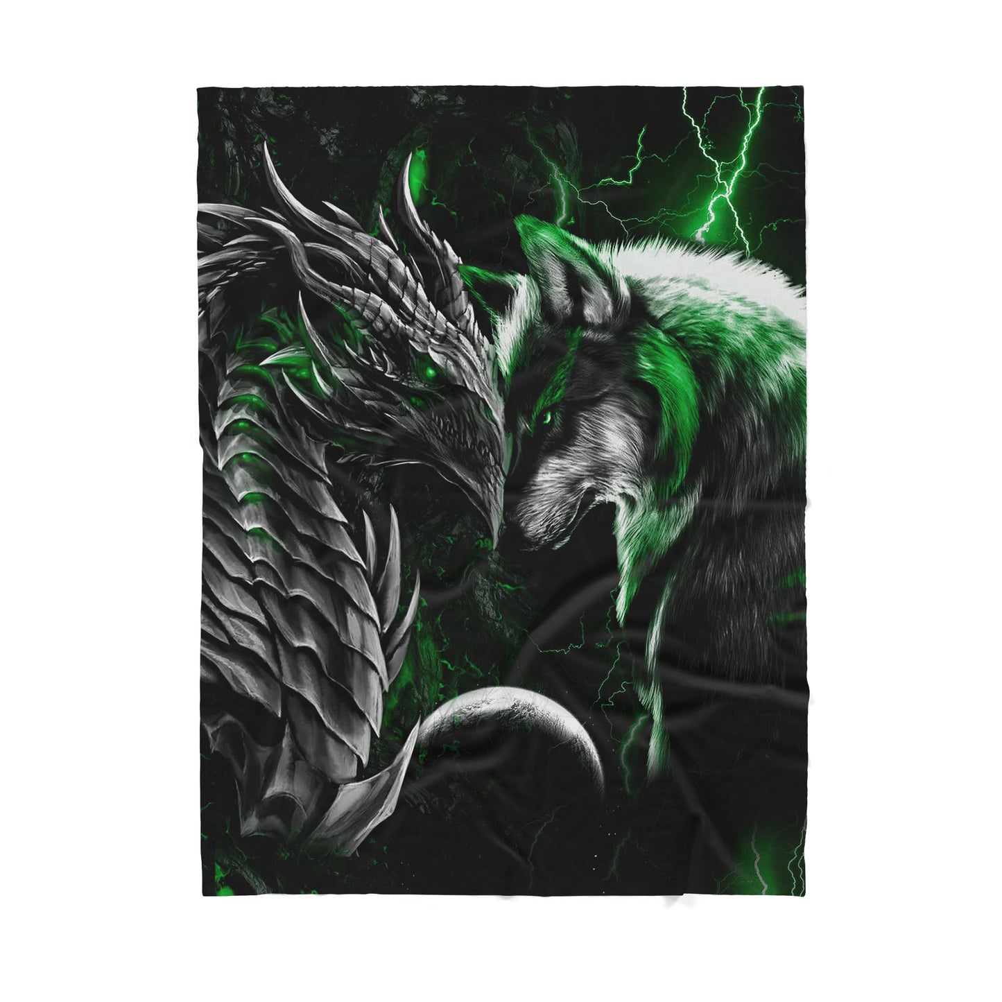 Custom Blanket Dragon and Wolf - Gift For My Family - Sherpa Blanket HG