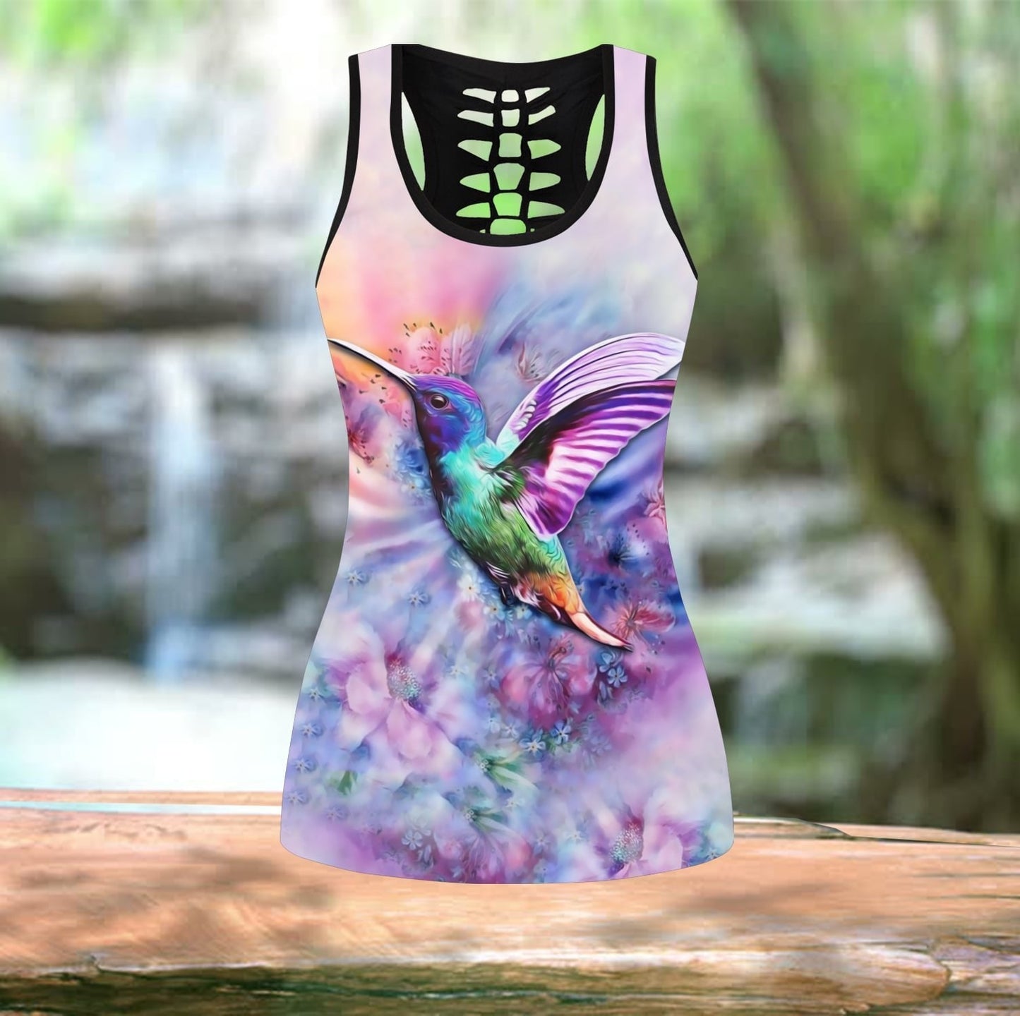 Hummingbird Art Combo Legging Tank Top For Women