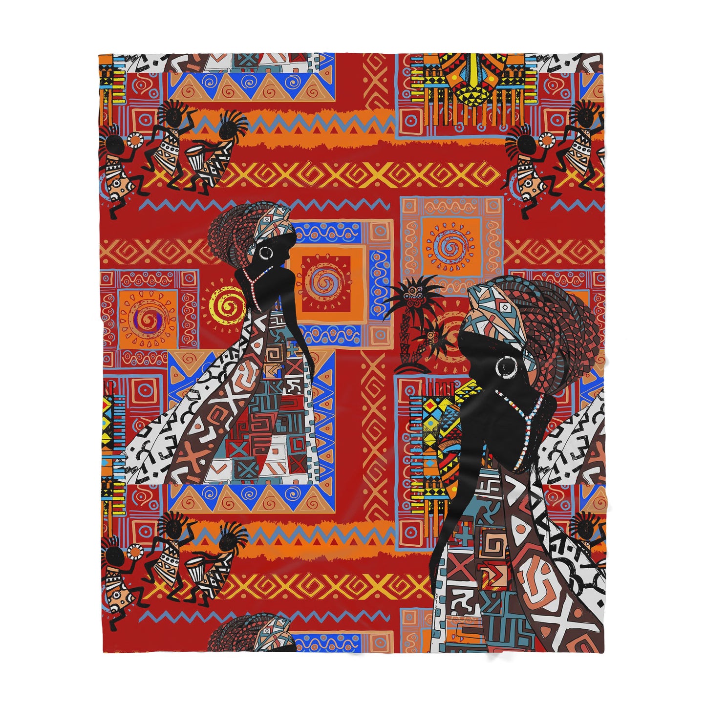 Custom Blanket - African Black Girl Pattern - Deluxe Sherpa Blanket ML