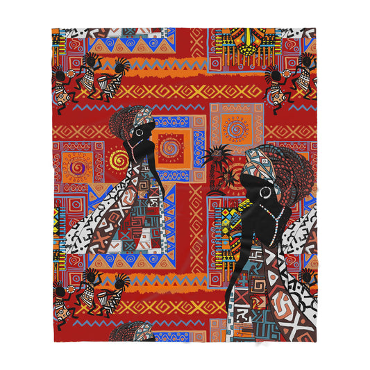 Custom Blanket - African Black Girl Pattern - Deluxe Sherpa Blanket ML