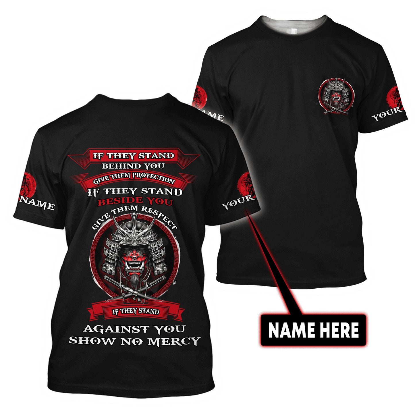 Custom Name Samurai Red Mask 3D All Over Printed Unisex Shirts