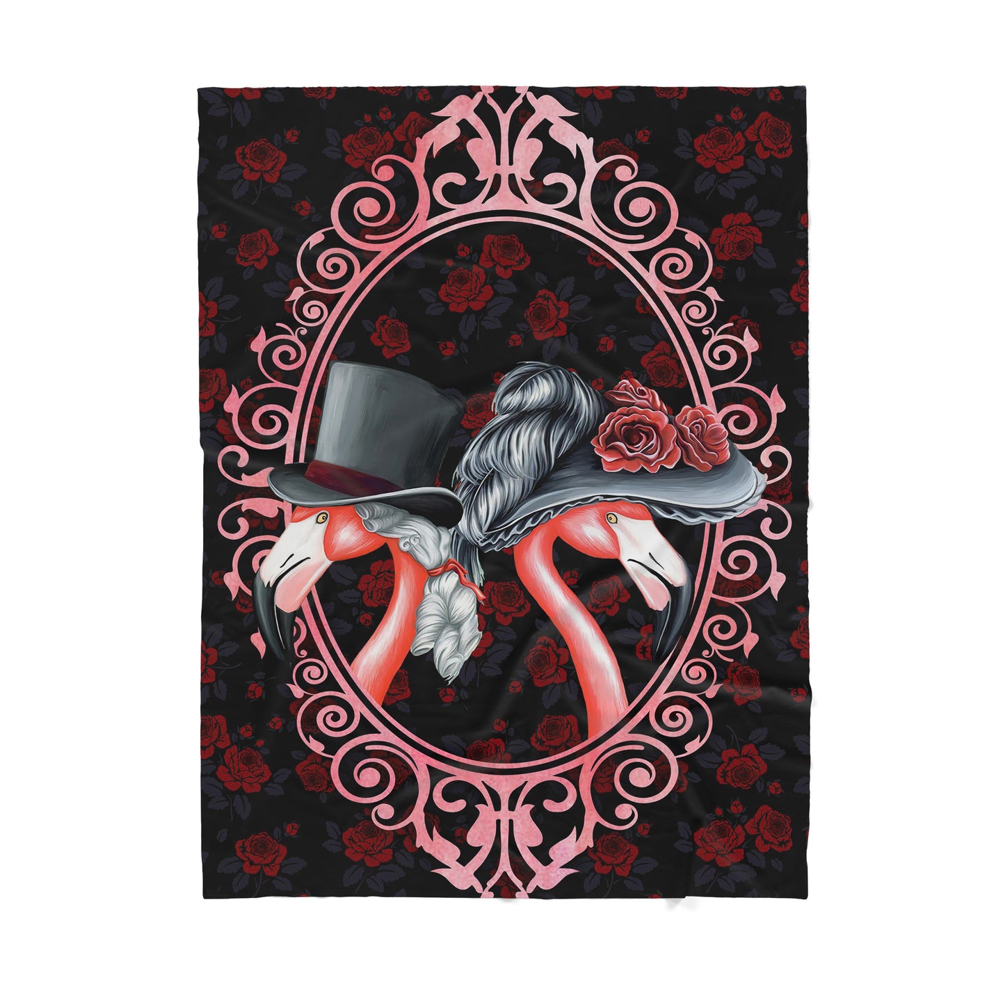 Custom Blanket Beautiful Victorian Flamingo Couple Sherpa Blanket MEI