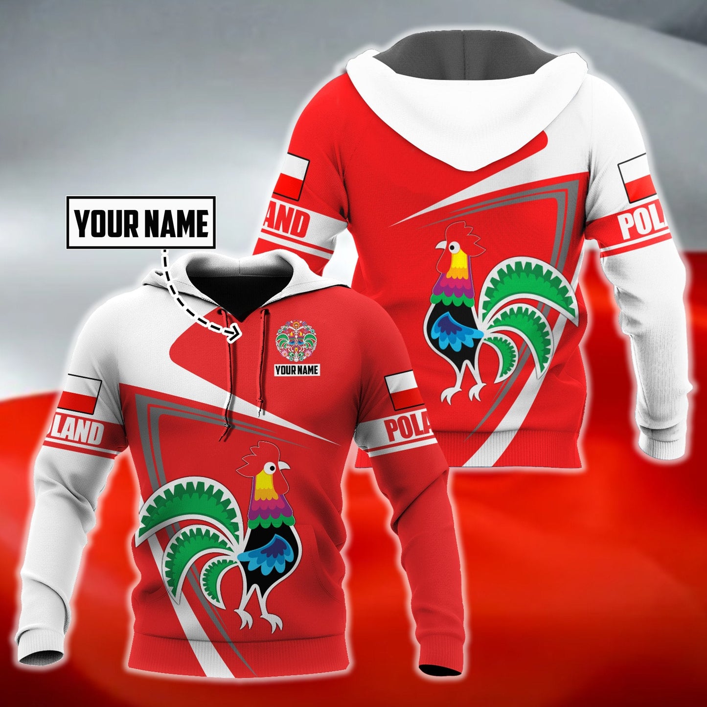 Personalized Polska Wycinanki 3D All Over Printed Unisex Hoodie