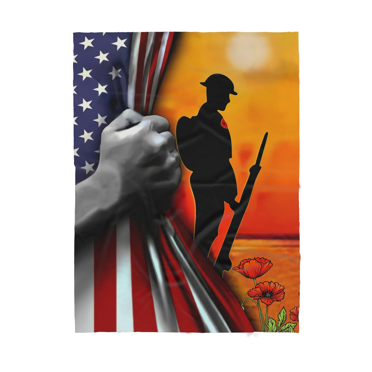 American Veteran Lest we forget Gift for Veteran - Sherpa Blanket HC